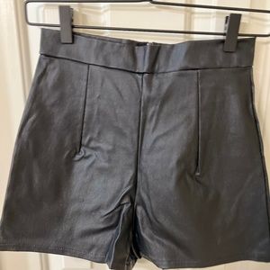 High waist leather shorts